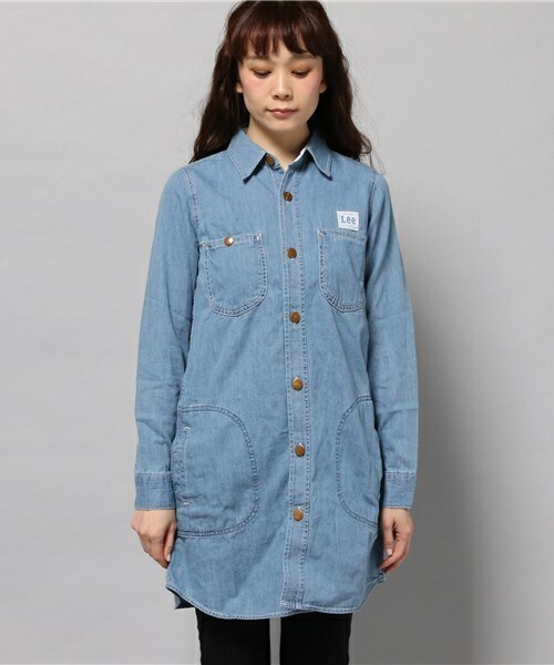 Lee（リー）の「【Lee】WORK ONEPIECE（シャツワンピース・レディース・サックスブルー/スカイブルー・FREE）」の3枚目の写真