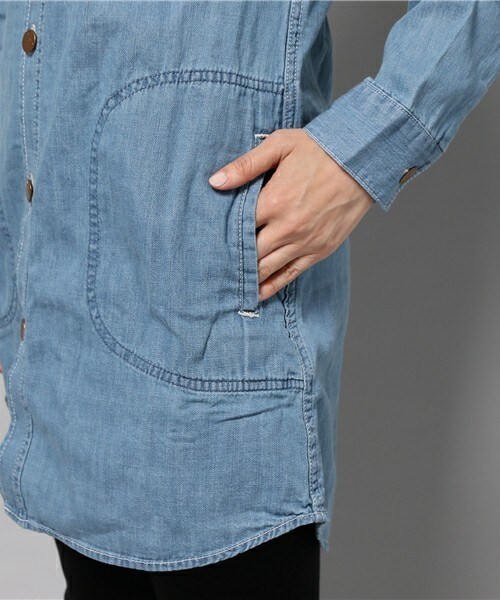 Lee（リー）の「【Lee】WORK ONEPIECE（シャツワンピース・レディース・サックスブルー/スカイブルー・FREE）」の9枚目の写真