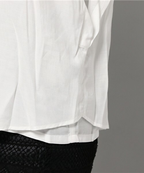 actuel（アクチュエル）の「TRローンボリュームシャツ（シャツ/ブラウス・レディース・オフホワイト/ネイビー/オレンジ・FREE）」の9枚目の写真