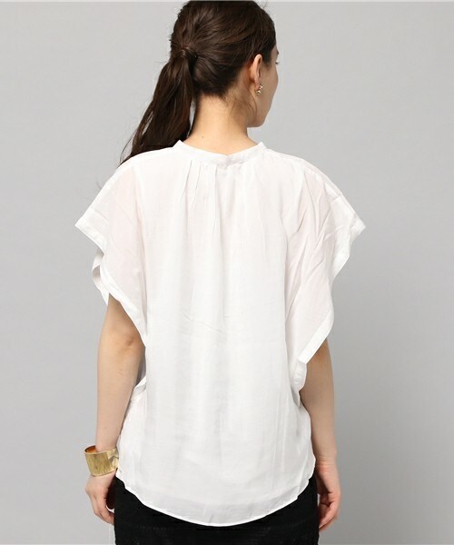 actuel（アクチュエル）の「TRローンボリュームシャツ（シャツ/ブラウス・レディース・オフホワイト/ネイビー/オレンジ・FREE）」の6枚目の写真