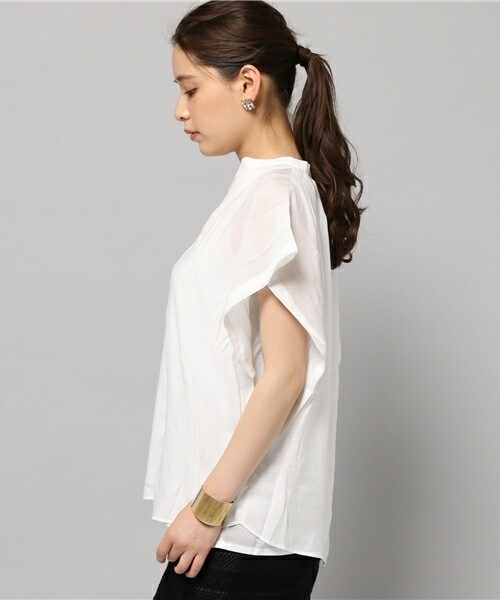 actuel（アクチュエル）の「TRローンボリュームシャツ（シャツ/ブラウス・レディース・オフホワイト/ネイビー/オレンジ・FREE）」の5枚目の写真