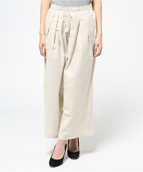 INTERPLANET WINGS（インタープラネットウィング）の「麻レーヨンタックワイドパンツ（その他パンツ・レディース・オフホワイト/ライトベージュ/カーキ・FREE）」の3枚目の写真