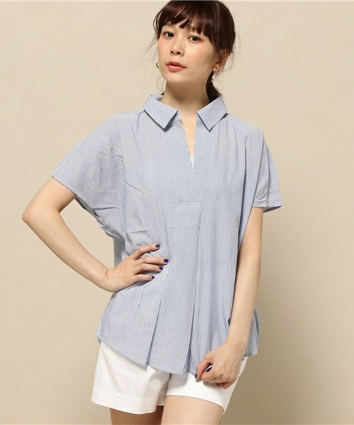 INTERPLANET（インタープラネット）の「スキッパーシャツ（シャツ/ブラウス・レディース・オフホワイト/ブルー/イエロー・FREE）」の3枚目の写真