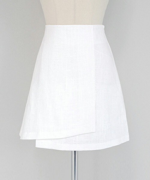 DHOLIC（ディーホリック）の「リネン素材フレアラップスカート（スカート・レディース・ライム/ネイビー/ホワイトアイボリー/ワイン・FREE）」の2枚目の写真