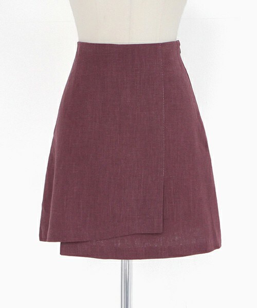 DHOLIC（ディーホリック）の「リネン素材フレアラップスカート（スカート・レディース・ライム/ネイビー/ホワイトアイボリー/ワイン・FREE）」の4枚目の写真