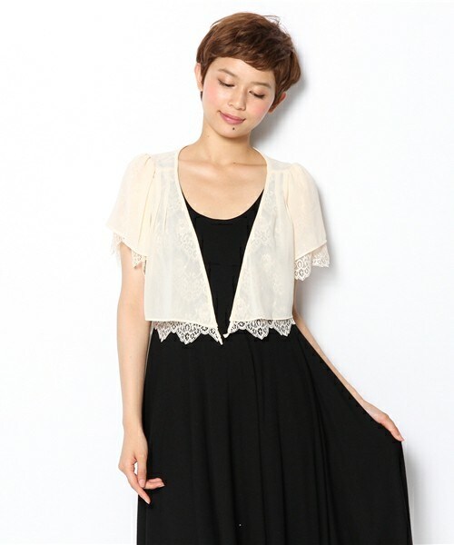INTERPLANET WINGS（インタープラネットウィング）の「リバーシブルボレロ■（カーディガン/ボレロ・レディース・オフホワイト/ブラック・FREE）」の2枚目の写真
