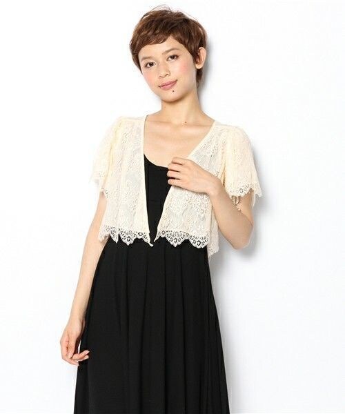 INTERPLANET WINGS（インタープラネットウィング）の「リバーシブルボレロ■（カーディガン/ボレロ・レディース・オフホワイト/ブラック・FREE）」の6枚目の写真