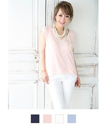 Rocotta by MOERY | Rocotta(ロコッタ) シフォンレイヤードフレンチスリーブトップス(Tシャツ/カットソー)