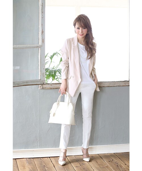 Rocotta by MOERY（ロコッタ）の「Rocotta(ロコッタ) 美丈テーラードジャケット（テーラードジャケット・レディース・ホワイト/スモーキーピンク/ペールグレー・FREE）」の21枚目の写真