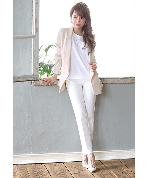 Rocotta by MOERY（ロコッタ）の「Rocotta(ロコッタ) 美丈テーラードジャケット（テーラードジャケット・レディース・ホワイト/スモーキーピンク/ペールグレー・FREE）」の22枚目の写真