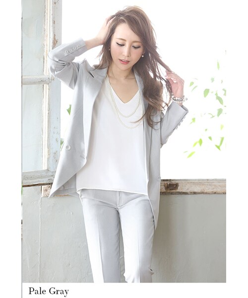 Rocotta by MOERY（ロコッタ）の「Rocotta(ロコッタ) 美丈テーラードジャケット（テーラードジャケット・レディース・ホワイト/スモーキーピンク/ペールグレー・FREE）」の11枚目の写真