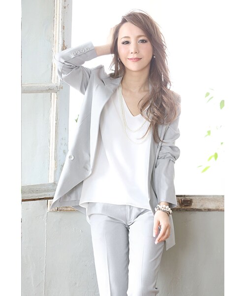 Rocotta by MOERY（ロコッタ）の「Rocotta(ロコッタ) 美丈テーラードジャケット（テーラードジャケット・レディース・ホワイト/スモーキーピンク/ペールグレー・FREE）」の12枚目の写真