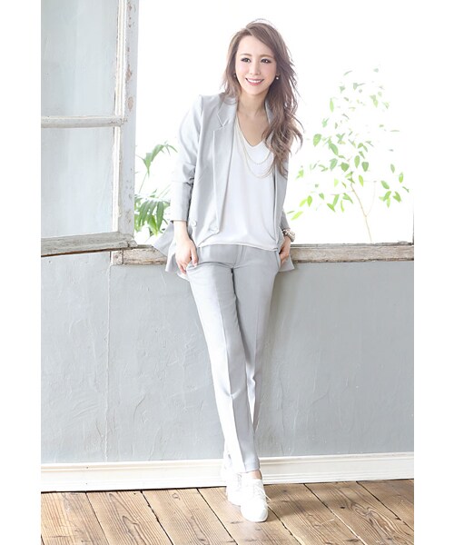 Rocotta by MOERY（ロコッタ）の「Rocotta(ロコッタ) 美丈テーラードジャケット（テーラードジャケット・レディース・ホワイト/スモーキーピンク/ペールグレー・FREE）」の14枚目の写真