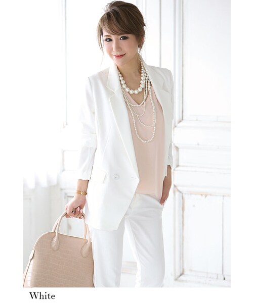 Rocotta by MOERY（ロコッタ）の「Rocotta(ロコッタ) 美丈テーラードジャケット（テーラードジャケット・レディース・ホワイト/スモーキーピンク/ペールグレー・FREE）」の4枚目の写真