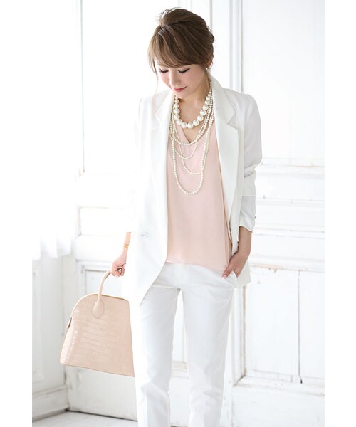 Rocotta by MOERY（ロコッタ）の「Rocotta(ロコッタ) 美丈テーラードジャケット（テーラードジャケット・レディース・ホワイト/スモーキーピンク/ペールグレー・FREE）」の5枚目の写真