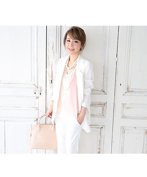 Rocotta by MOERY（ロコッタ）の「Rocotta(ロコッタ) 美丈テーラードジャケット（テーラードジャケット・レディース・ホワイト/スモーキーピンク/ペールグレー・FREE）」の6枚目の写真