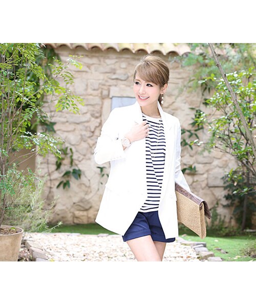 Rocotta by MOERY（ロコッタ）の「Rocotta(ロコッタ) 美丈テーラードジャケット（テーラードジャケット・レディース・ホワイト/スモーキーピンク/ペールグレー・FREE）」の9枚目の写真