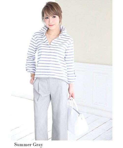 Rocotta by MOERY（ロコッタ）の「Rocotta(ロコッタ) 楽ジュアリーワイドパンツ（その他パンツ・レディース・サマーグレー/ホワイト/ネイビー/シャーベットピンク・S/M）」の12枚目の写真