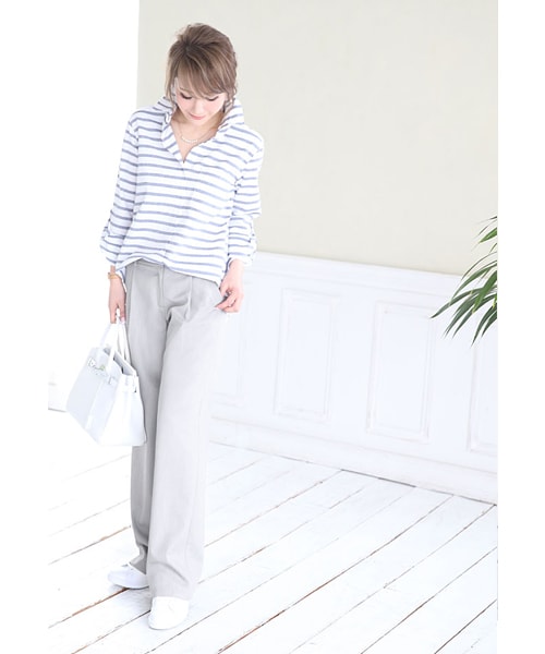 Rocotta by MOERY（ロコッタ）の「Rocotta(ロコッタ) 楽ジュアリーワイドパンツ（その他パンツ・レディース・サマーグレー/ホワイト/ネイビー/シャーベットピンク・S/M）」の13枚目の写真