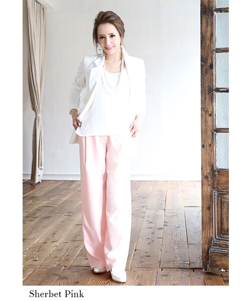 Rocotta by MOERY（ロコッタ）の「Rocotta(ロコッタ) 楽ジュアリーワイドパンツ（その他パンツ・レディース・サマーグレー/ホワイト/ネイビー/シャーベットピンク・S/M）」の22枚目の写真