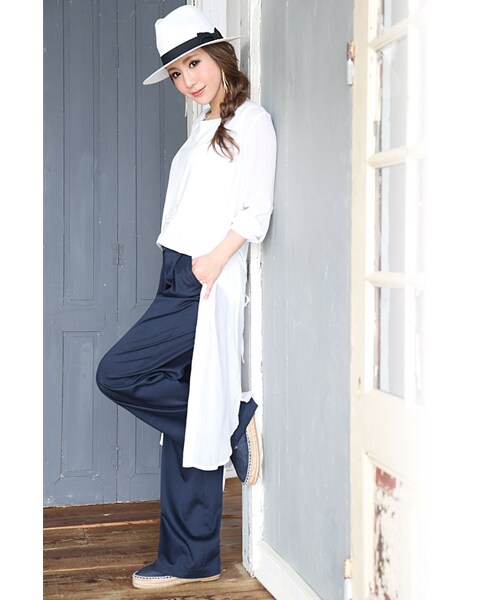 Rocotta by MOERY（ロコッタ）の「Rocotta(ロコッタ) 楽ジュアリーワイドパンツ（その他パンツ・レディース・サマーグレー/ホワイト/ネイビー/シャーベットピンク・S/M）」の19枚目の写真