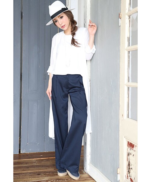 Rocotta by MOERY（ロコッタ）の「Rocotta(ロコッタ) 楽ジュアリーワイドパンツ（その他パンツ・レディース・サマーグレー/ホワイト/ネイビー/シャーベットピンク・S/M）」の20枚目の写真