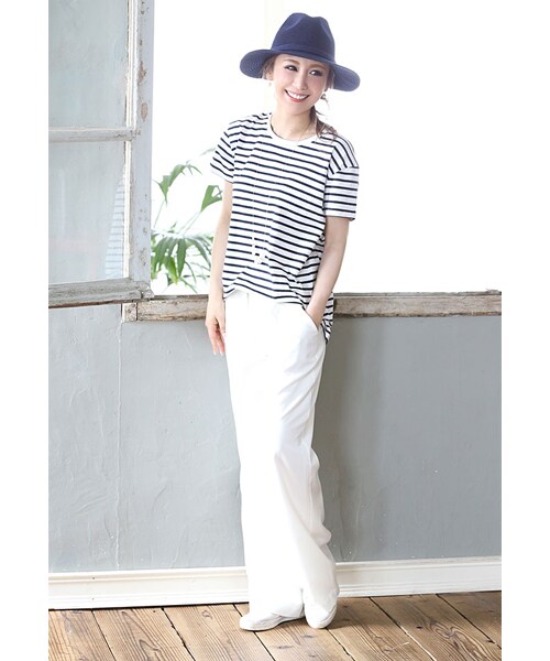 Rocotta by MOERY（ロコッタ）の「Rocotta(ロコッタ) 楽ジュアリーワイドパンツ（その他パンツ・レディース・サマーグレー/ホワイト/ネイビー/シャーベットピンク・S/M）」の7枚目の写真