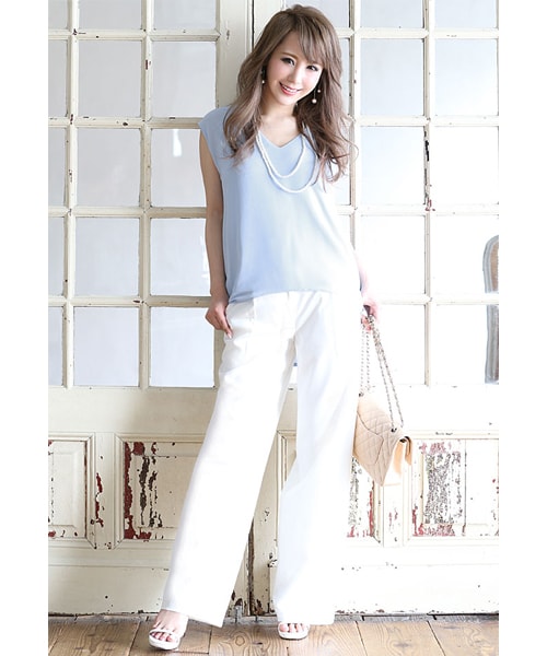 Rocotta by MOERY（ロコッタ）の「Rocotta(ロコッタ) 楽ジュアリーワイドパンツ（その他パンツ・レディース・サマーグレー/ホワイト/ネイビー/シャーベットピンク・S/M）」の9枚目の写真