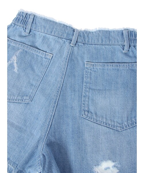 w closet(ダブルクローゼット)の「ダメージデニムショートパンツ(パンツ・レディース・サックス/ブルー・FREE)」の10枚目の写真