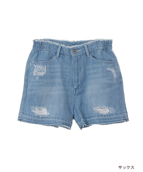 w closet(ダブルクローゼット)の「ダメージデニムショートパンツ(パンツ・レディース・サックス/ブルー・FREE)」の1枚目の写真
