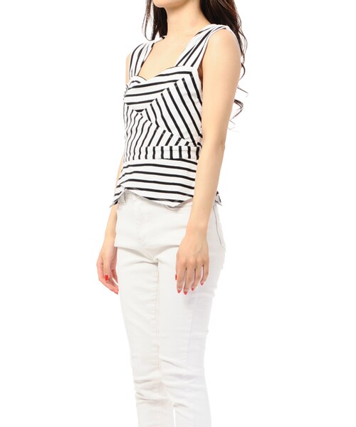 EGOIST（エゴイスト）の「ボーダーペプラムトップ（トップス・レディース・BLACK/BLUE/GRAY・Size : F /）」の2枚目の写真