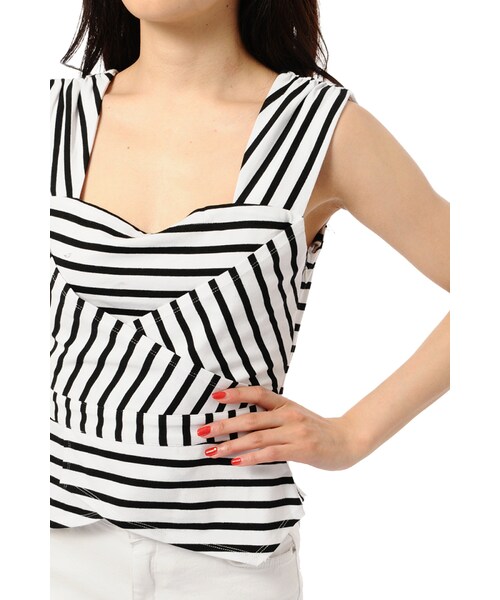 EGOIST（エゴイスト）の「ボーダーペプラムトップ（トップス・レディース・BLACK/BLUE/GRAY・Size : F /）」の5枚目の写真