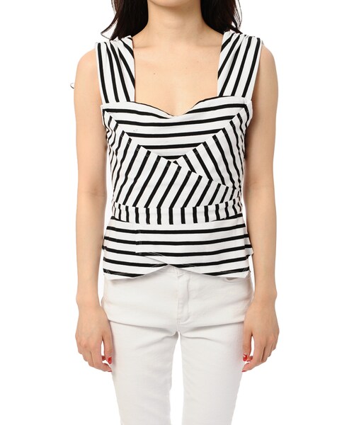 EGOIST（エゴイスト）の「ボーダーペプラムトップ（トップス・レディース・BLACK/BLUE/GRAY・Size : F /）」の4枚目の写真