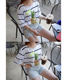 Miamasvin | パイナップルモチーフボーダーTシャツ(トップス)