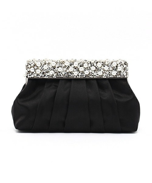 INTERPLANET WINGS(インタープラネットウィング)の「ビジュークリップパーティバッグ(クラッチバッグ・レディース・ブラック/ベージュ・FREE)」の2枚目の写真