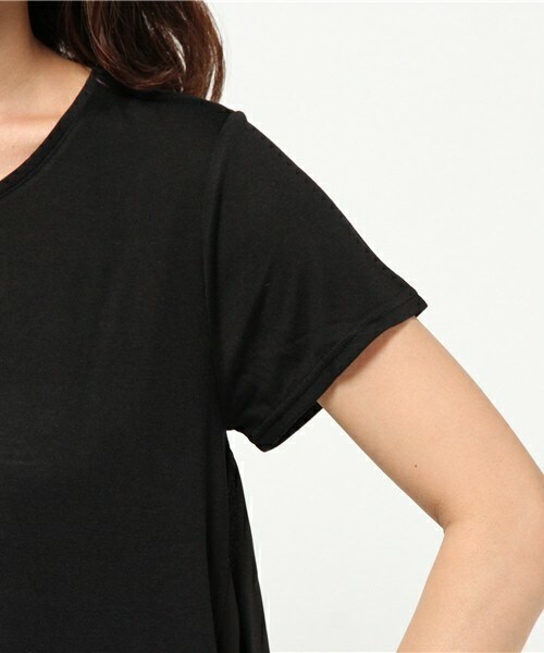 INTERPLANET(インタープラネット)の「ゆるアシメ切替P/O(Tシャツ/カットソー・レディース・オフホワイト/ブラック/ブルー/オレンジ・FREE)」の9枚目の写真