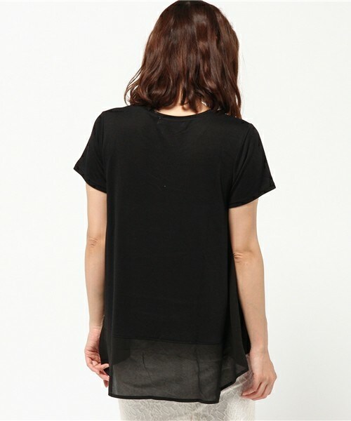 INTERPLANET(インタープラネット)の「ゆるアシメ切替P/O(Tシャツ/カットソー・レディース・オフホワイト/ブラック/ブルー/オレンジ・FREE)」の7枚目の写真