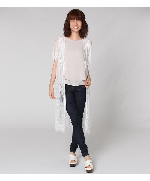 mysty woman(ミスティウーマン)の「スカラップレースガウンワンピース(ワンピース/ドレス・レディース・オフホワイト/ブラック)」の1枚目の写真