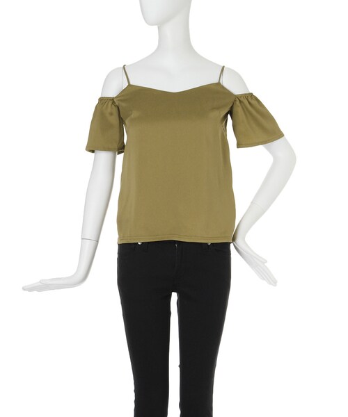 EVRIS（エヴリス）の「サテンオフショルTOPS（トップス・レディース・ホワイト/ブラック/ブルー/カーキ・F）」の10枚目の写真