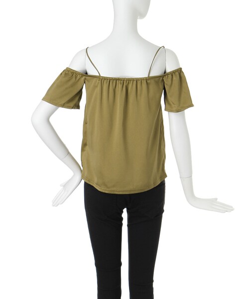 EVRIS（エヴリス）の「サテンオフショルTOPS（トップス・レディース・ホワイト/ブラック/ブルー/カーキ・F）」の12枚目の写真