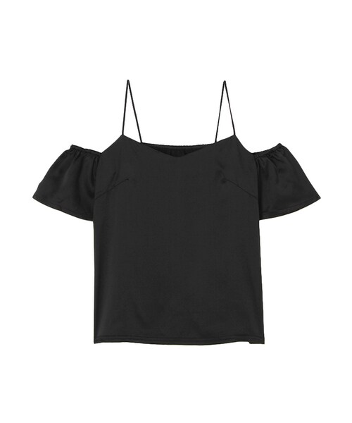 EVRIS（エヴリス）の「サテンオフショルTOPS（トップス・レディース・ホワイト/ブラック/ブルー/カーキ・F）」の2枚目の写真