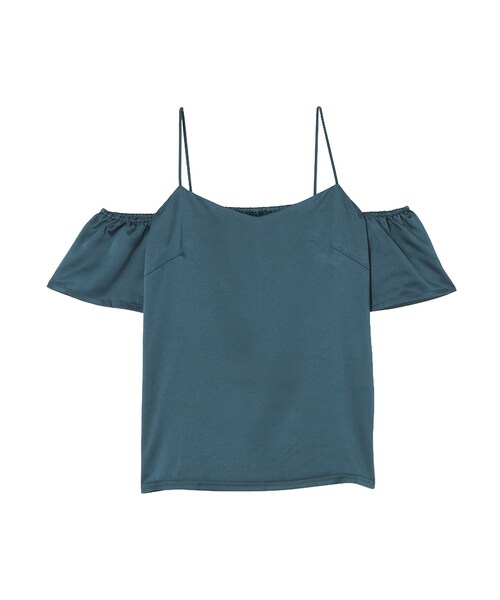 EVRIS（エヴリス）の「サテンオフショルTOPS（トップス・レディース・ホワイト/ブラック/ブルー/カーキ・F）」の4枚目の写真