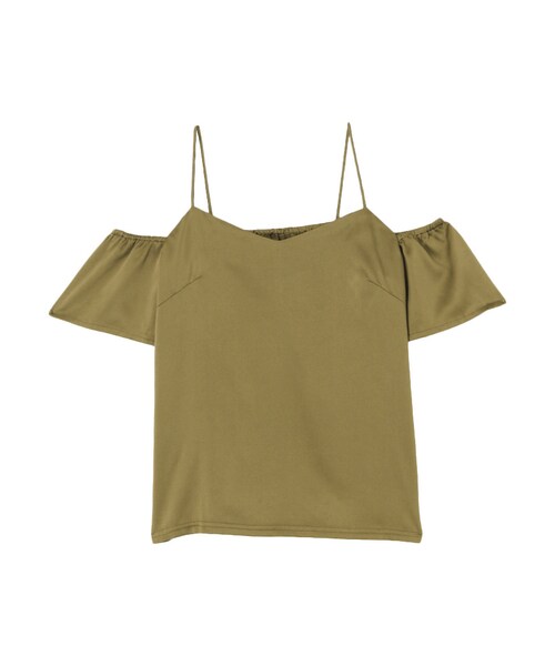 EVRIS（エヴリス）の「サテンオフショルTOPS（トップス・レディース・ホワイト/ブラック/ブルー/カーキ・F）」の3枚目の写真