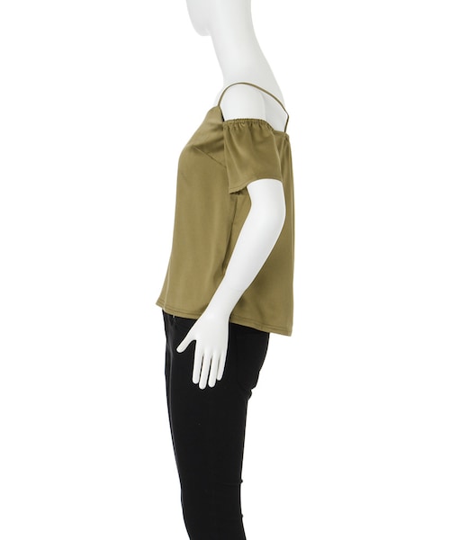 EVRIS（エヴリス）の「サテンオフショルTOPS（トップス・レディース・ホワイト/ブラック/ブルー/カーキ・F）」の11枚目の写真