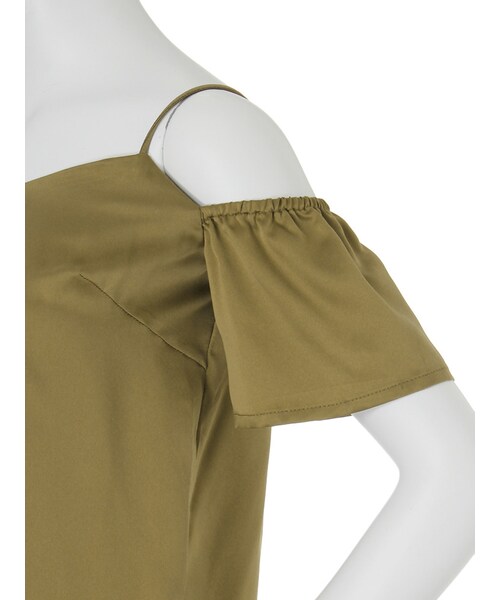 EVRIS（エヴリス）の「サテンオフショルTOPS（トップス・レディース・ホワイト/ブラック/ブルー/カーキ・F）」の14枚目の写真