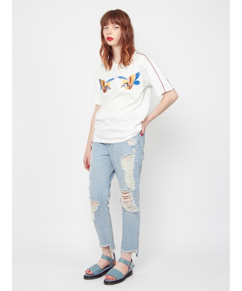 jouetie（ジュエティ）の「イーグルシシュウTEE（トップス・レディース・オフホワイト/ブラック・M）」の4枚目の写真