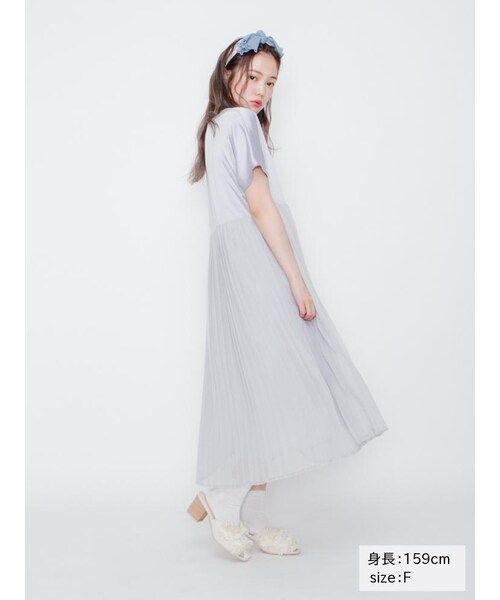 merry jenny（メリージェニー）の「プリーツずるワンピース（ワンピース/ドレス・レディース・ブラック/ピンク/ブルー・F）」の5枚目の写真