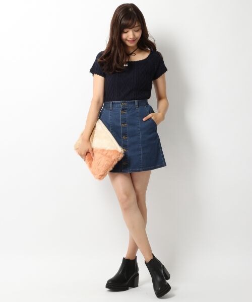 Heather(ヘザー)の「フロントボタンダイケイスカート(スカート・ブラウン/ブルー・FREE)」の3枚目の写真