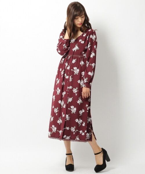 Heather（ヘザー）の「ROSEマキシガウン*ワンピース（ワンピース/ドレス・ブラック/レッド・FREE）」の3枚目の写真