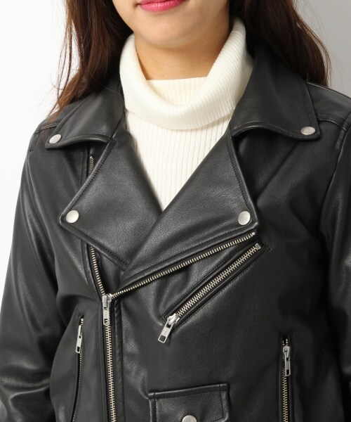 Heather（ヘザー）の「アソートライダースジャケット（ジャケット/アウター・ブラック(フェイクレザー)/ブラウン(フェイクスエード)/ネイビー(デニム)・FREE）」の7枚目の写真